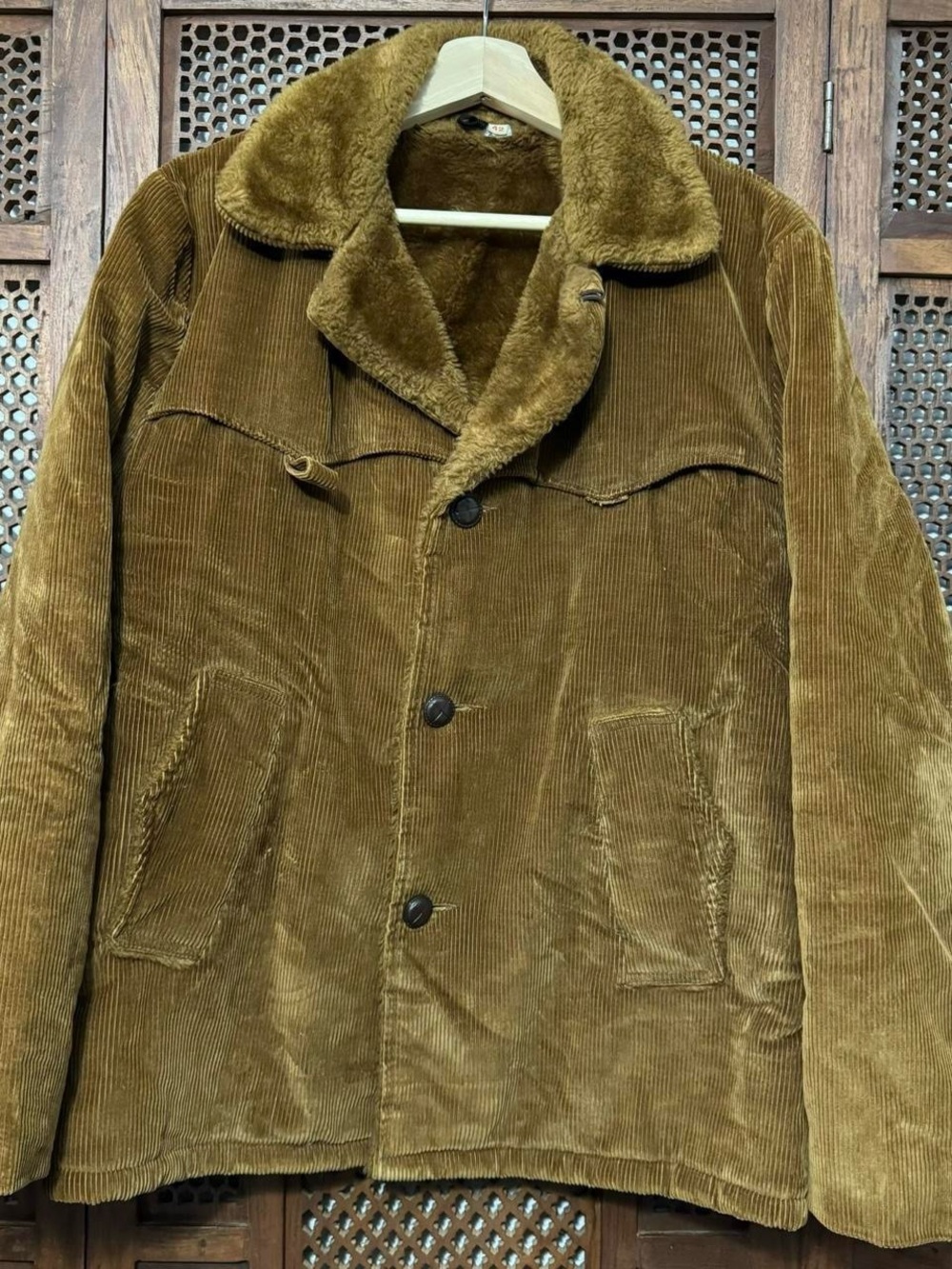 Columbia Brown Corduroy Pea Coat with Faux Shearling Collar